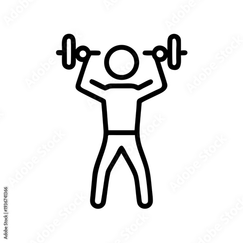 Person Lifting Dumbbell Icon — Strength Training, Fitness Exercise and Weight Loss Symbol