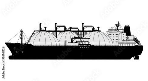 LNG Tanker Ship Silhouette – Liquefied Natural Gas Carrier Vector