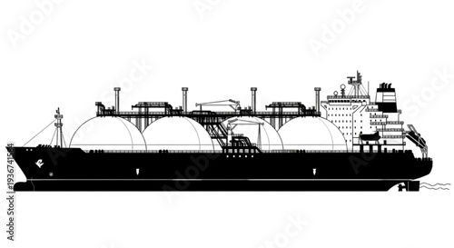 LNG Tanker Ship Silhouette – Liquefied Natural Gas Carrier Vector
