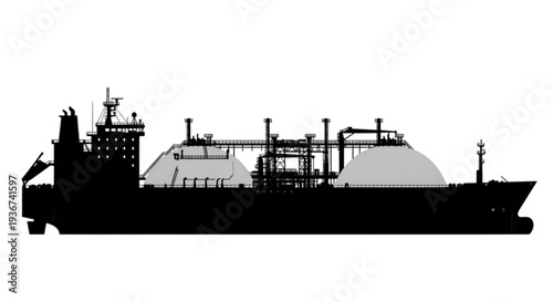 LNG Tanker Ship Silhouette – Liquefied Natural Gas Carrier Vector