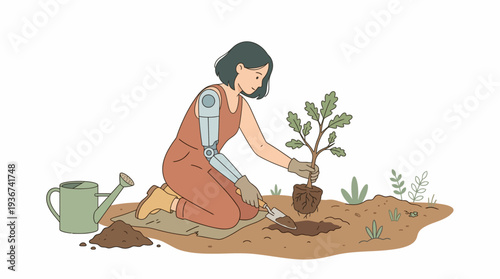 Inclusive Bionic Gardening Vector Illustration
