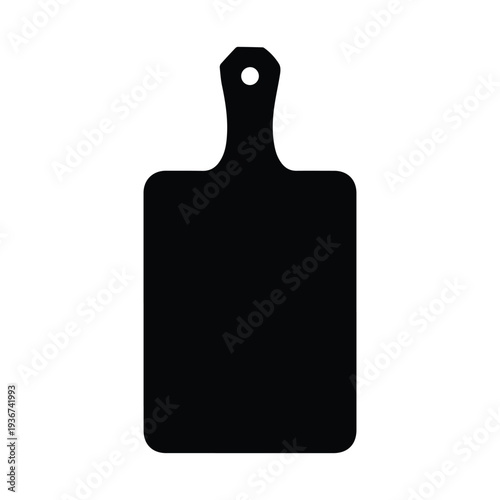 Modern black cutting board with handle for kitchen use