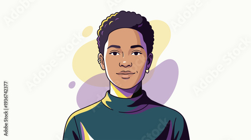 Artistic Non-Binary Pride Portrait Vector