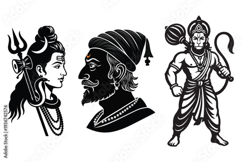 Cartoon vector illustration of a knight with a sword riding a horse in a simple drawing style