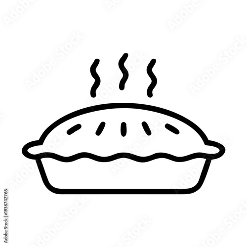 Steaming Hot Pie Minimalist Outline Icon