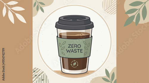 Minimalist Reusable Coffee Cup Vector