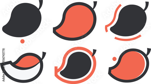 Vector set of mango footprint icons featuring a fashion clothing accessory collection sign illustration