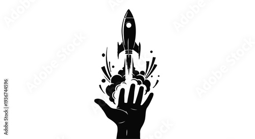 Gemini said

A human hand silhouette design holding a flower vector illustration representing a business concept of love and help through a black palm sign