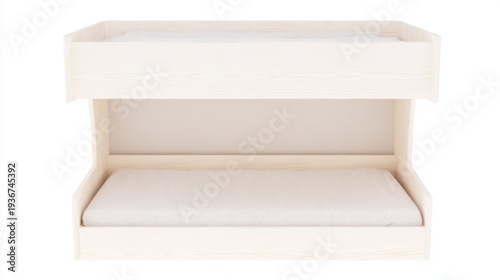 Bunk bed with two mattresses displayed in white studio