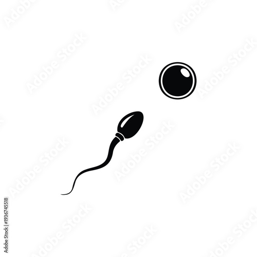 A sperm cell moving toward silhouette icon vector flat design.