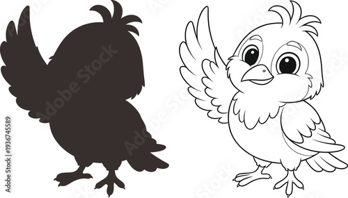 Contrasting cartoon chicken illustrations