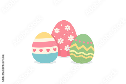Three colorful decorated Easter eggs illustration
