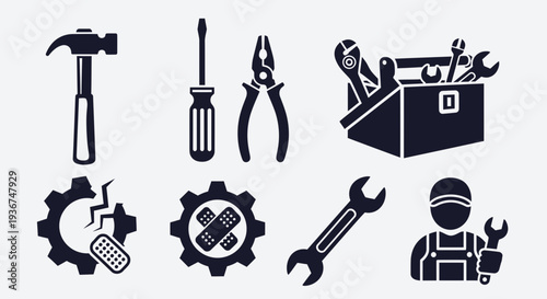 Repair Tools, Mechanic, Gear, Wrench, Screwdriver, Pliers, Hammer, Toolbox, Maintenance