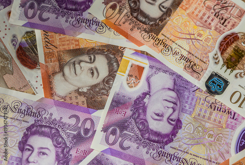 British 20 Pound Banknotes with Queen Elizabeth II