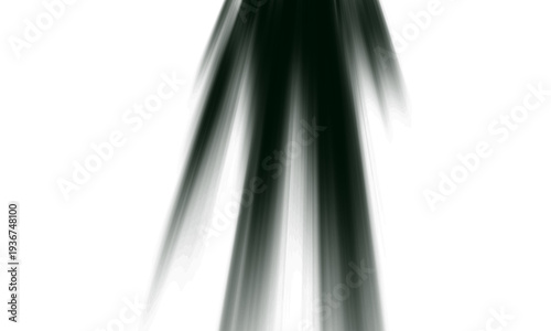 Abstract Dark Green Black Vertical Streaks Flowing Downward from Center Top Resembling Dark Veil Shadow or Waterfall Light Beams on White Background for Modern Graphic Design