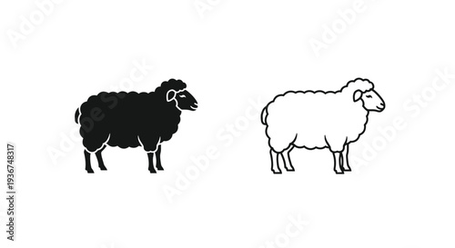 Black vs white sheep illustration Vector