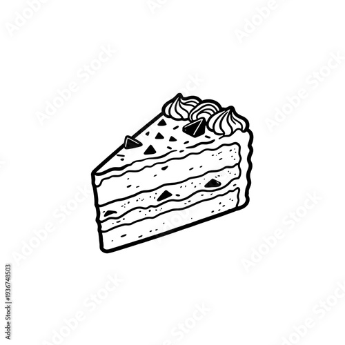 [Vector EPS]A delicious slice of multi-layered cake with cream and chocolate toppings