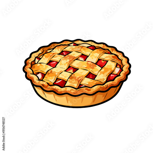 [Vector EPS]A deliciously baked fruit pie with a lattice crust