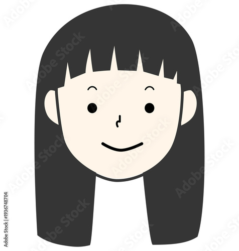 ロングヘアーの可愛い女の子　前髪短め