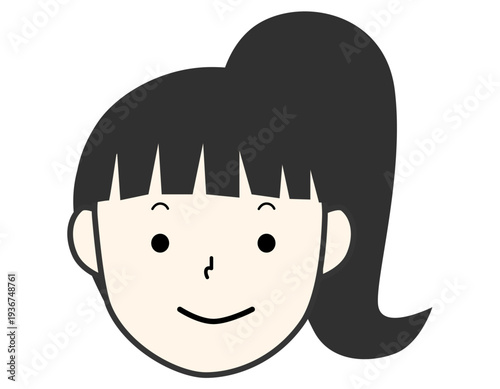 ポニーテールの可愛い女の子　前髪