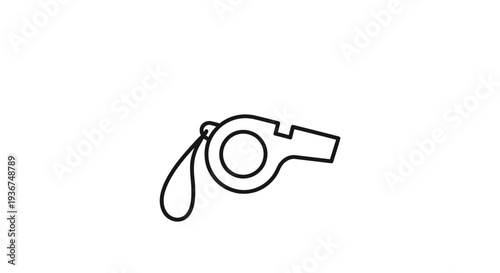 Whistle with loop for sports referee on isolated white background