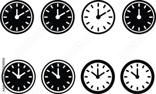 A collection of clock faces with different times