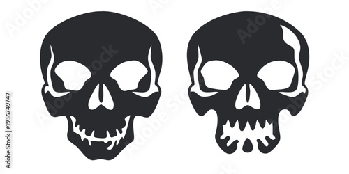 Demon Skull Silhouette Vector - Evil Devil Mascot Logo