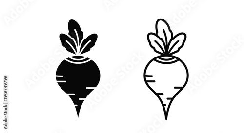 Black turnip vegetable icon set Vector
