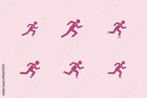 Six pink running silhouettes on a light pink background, armed forces day