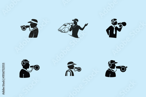 Six silhouetted musicians playing various instruments in a row, armed forces day