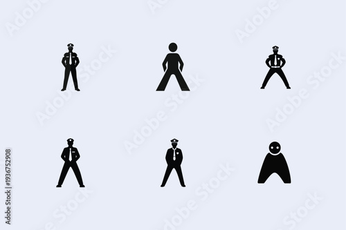 Six black silhouettes of men in various dance poses, armed forces day