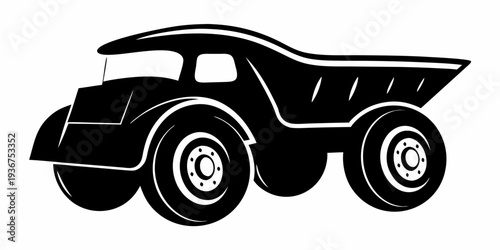 Heavy Duty Dump Truck Silhouette Vector Construction Tipper Icon
