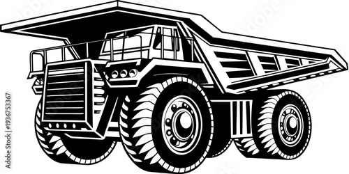 Mining Dump Truck Vector Illustration - Heavy Duty Industrial Haul Truck