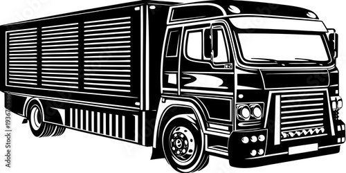 Commercial Box Truck Vector Illustration - Freight Delivery and Logistics Graphic