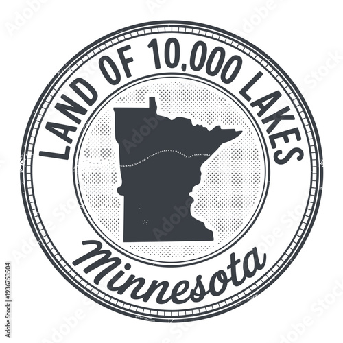 Vintage style circular emblem featuring the state of minnesota and its nickname