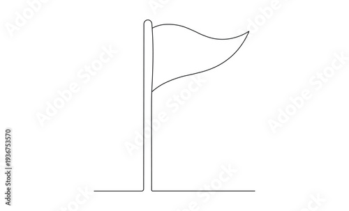 Line drawing of a flag a pole representing simplicity and elegance