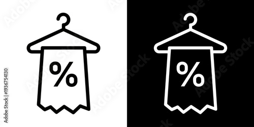 Discount icon concept in flat black and white style on clean background vector illustration design	