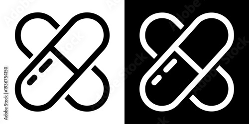 Drugs icon concept in flat black and white style on clean background vector illustration design	