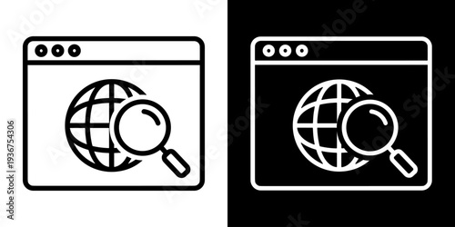 Web Browser icon concept in flat black and white style on clean background vector illustration design	