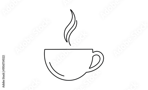 Photography Line drawing of a steaming coffee cup with elegant curves for design