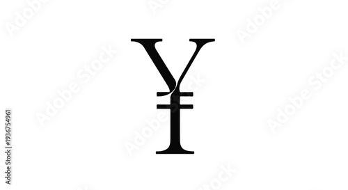 Chinese Yuan currency symbol in black and white against a plain background