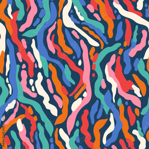 Fun and colorful hand drawn abstract seamless pattern, creative background - great for wallpapers, wrapping, textiles - vector