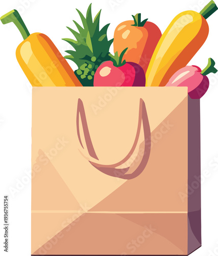 sacco sacchetto di frutta verdura cibo alimenti vettoriale
