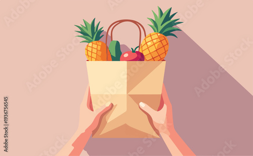 sacco sacchetto di frutta verdura cibo alimenti vettoriale