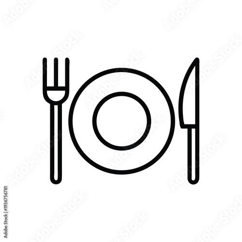 Restaurant Plate Fork And Knife Line Icon
