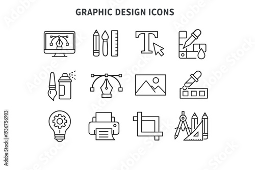 Graphic design icons: tools for creative illustration and digital art