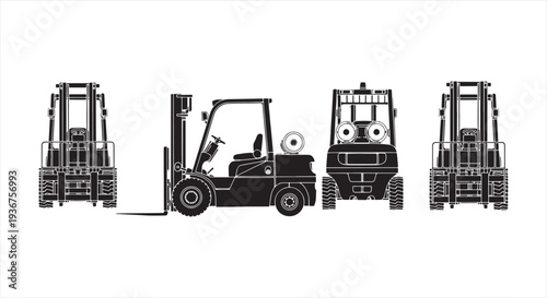 Forklift Blueprint – Warehouse Material Handling Vehicle CAD Technical Drawing