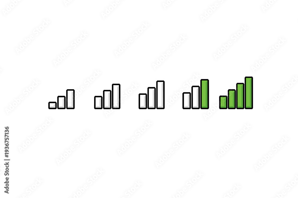 Fototapeta premium Minimalist bar chart progression from black to green