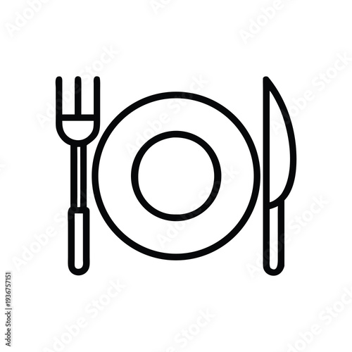 Restaurant Plate Fork And Knife Line Icon