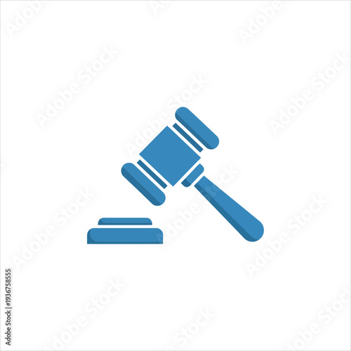 Blue gavel and sound block icon, law and justice symbol
